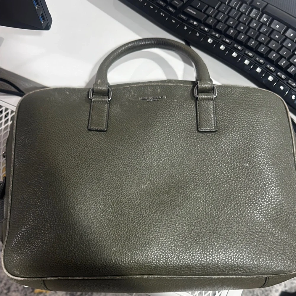 Michael Kors Dark Green Leather Men's Briefcase
